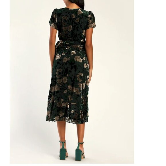 Lulu's Green Floral Midi Dress - Picture 4 of 9